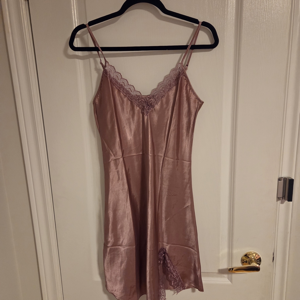 Brand New Satin Pink Lace Mini Slip Dress